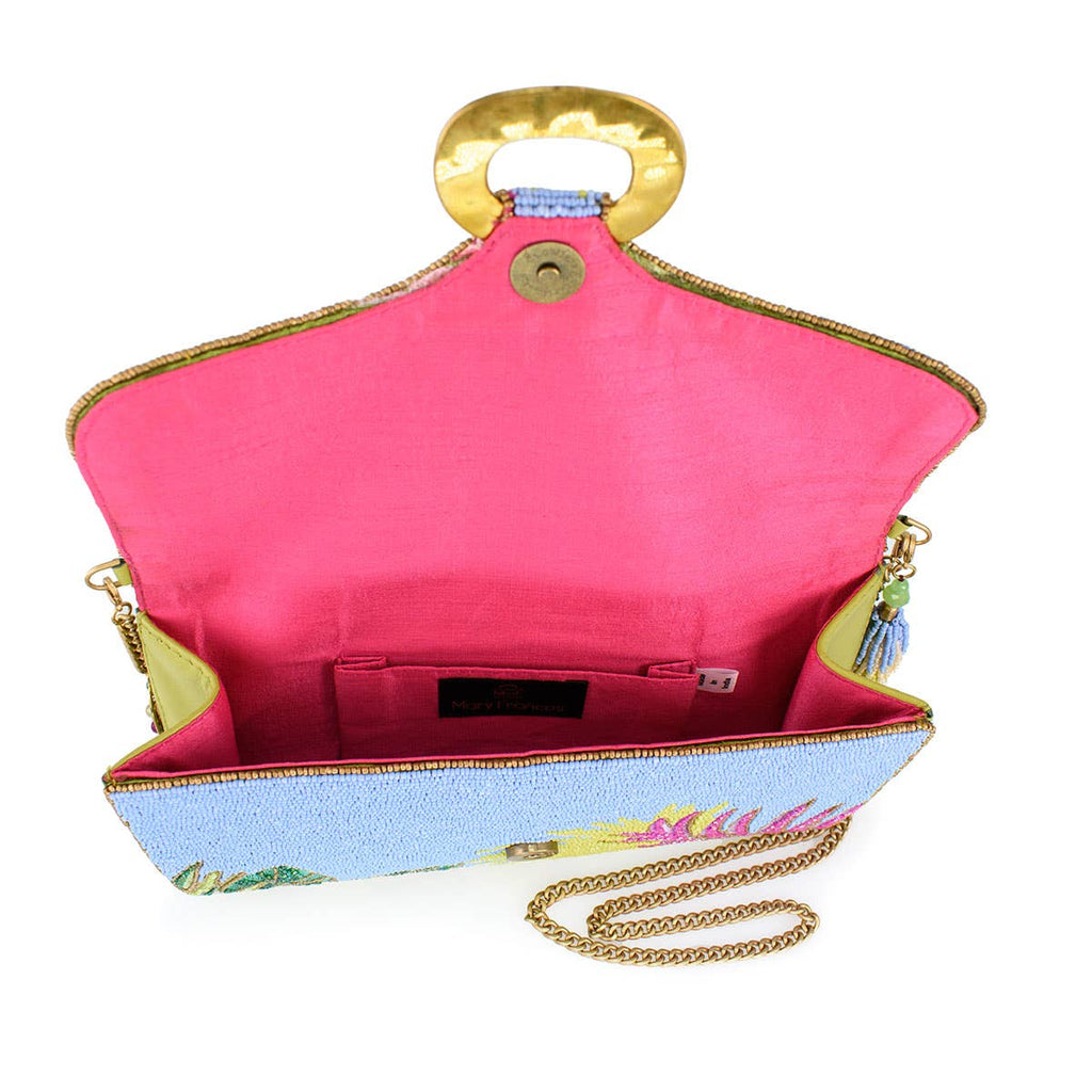 Tropics Palm Beaded Palm Fronds Crossbody/Clutch Handbag
