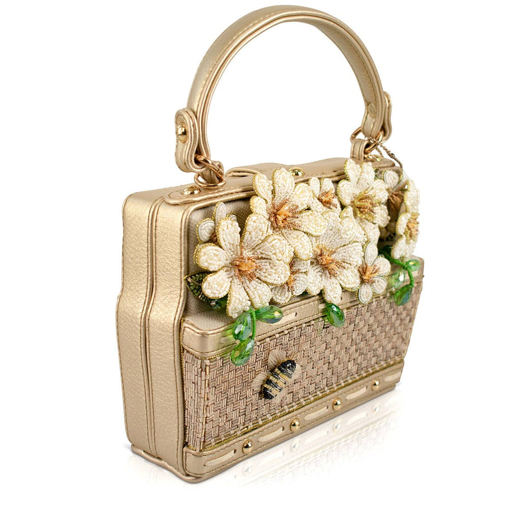 Basket of Sunshine Beaded Daisy and Bee Crossbody Handbag