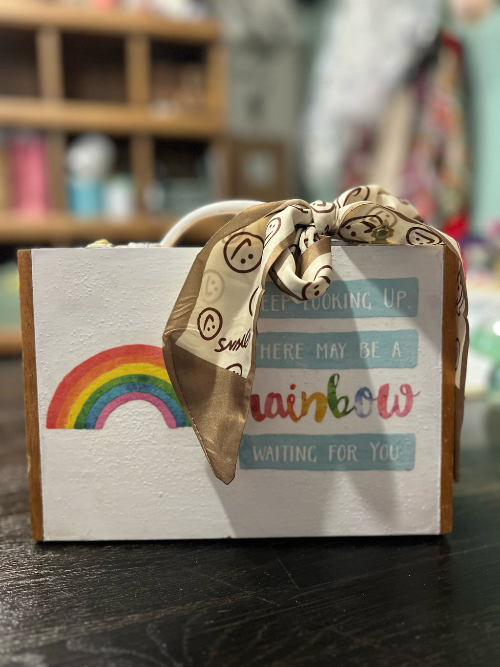 Rainbow Waiting, Cigar Box Purse - Positivity Edition