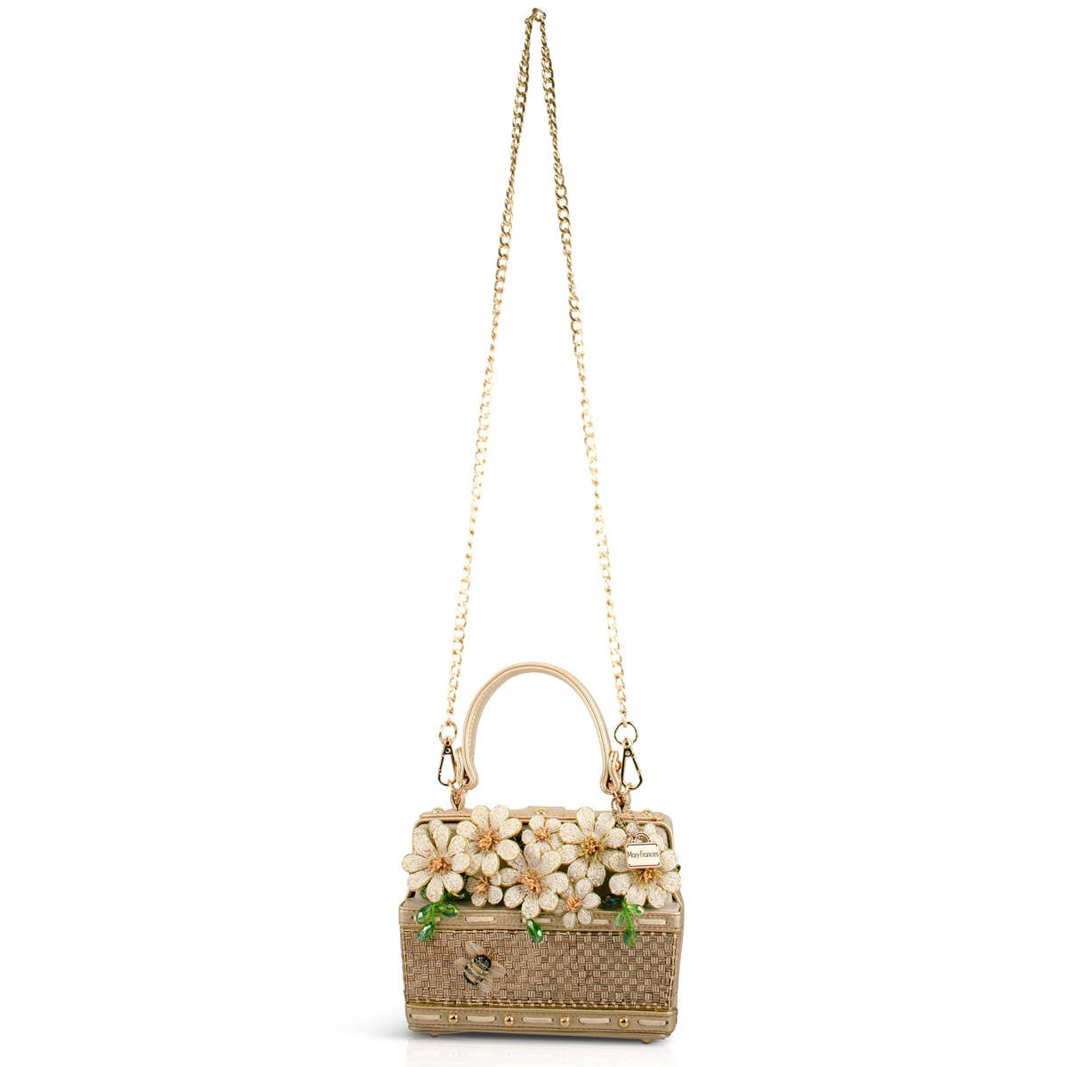 Basket of Sunshine Beaded Daisy and Bee Crossbody Handbag