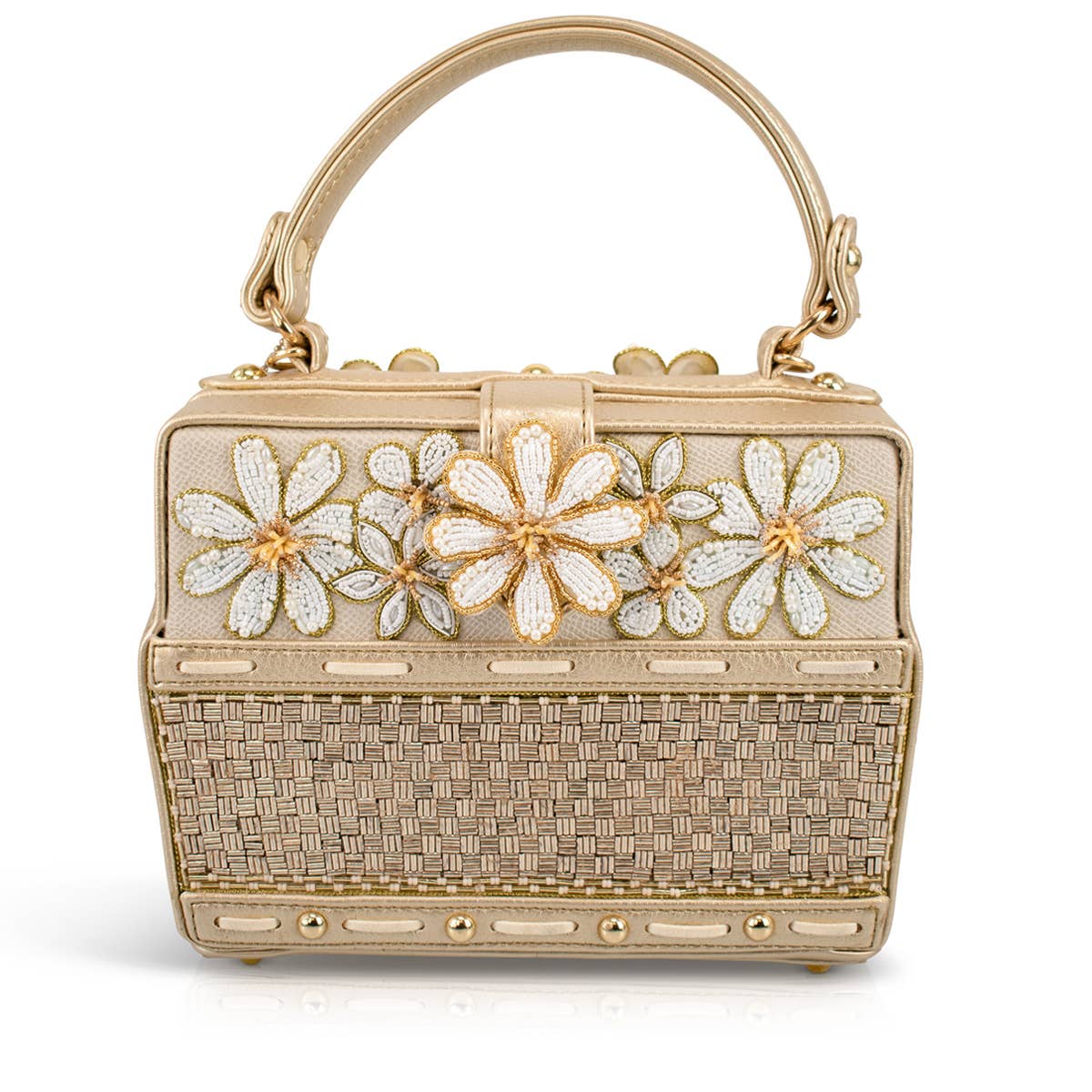 Basket of Sunshine Beaded Daisy and Bee Crossbody Handbag