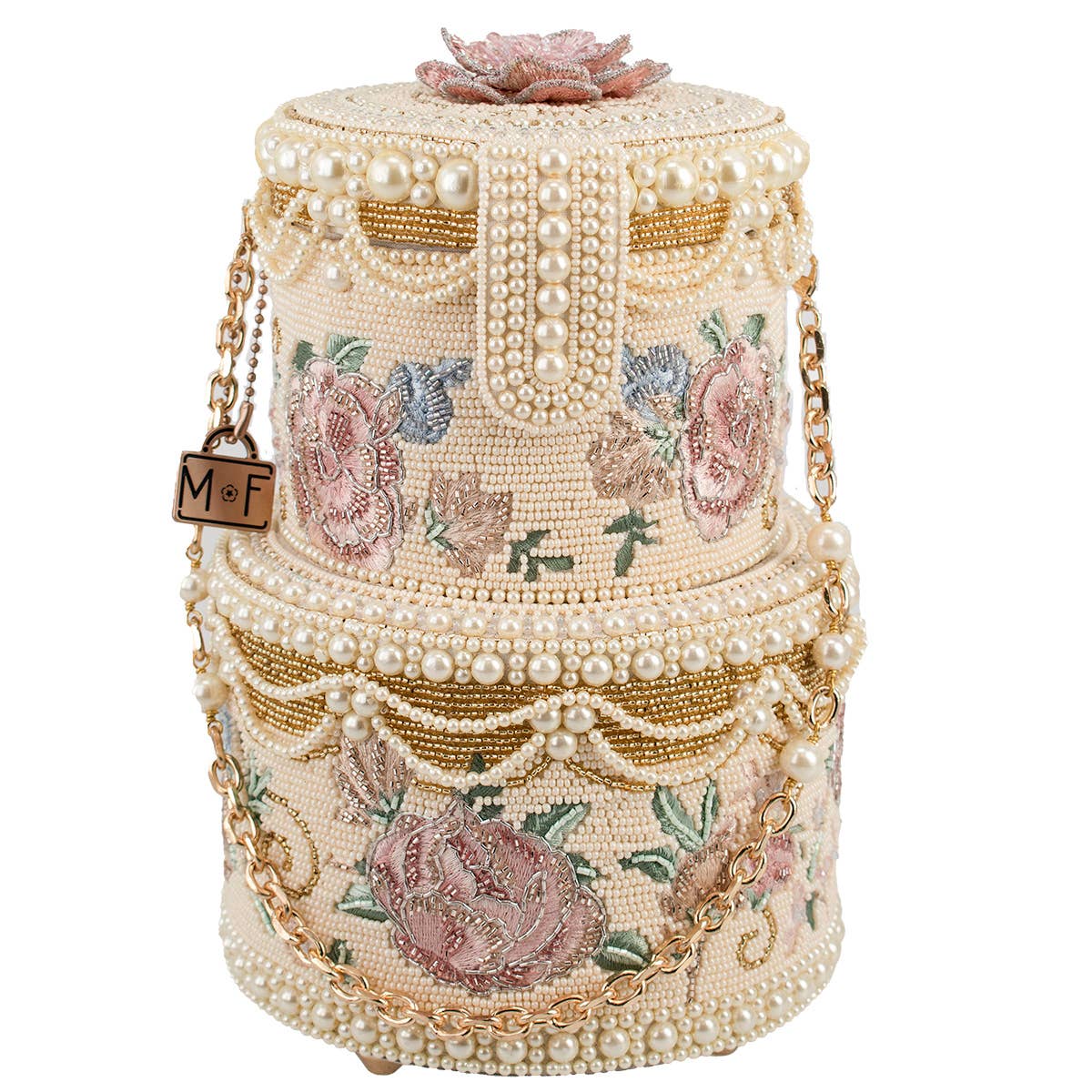 Top This Wedding Cake Inspired Top Handle Beaded Bag