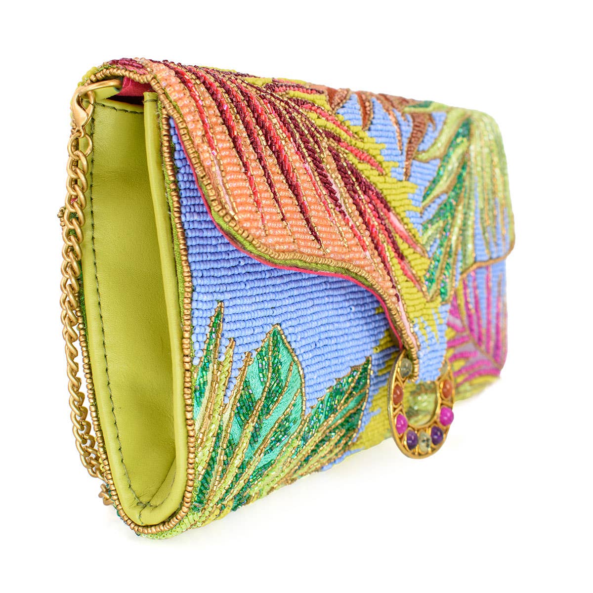 Tropics Palm Beaded Palm Fronds Crossbody/Clutch Handbag