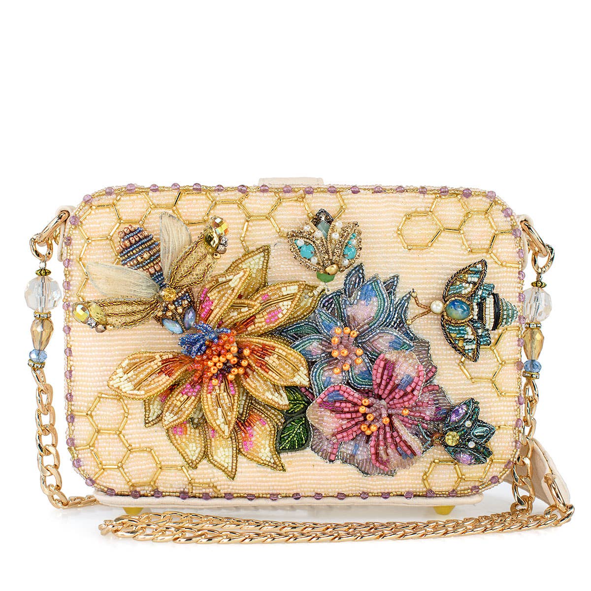 Garden Buzz Honeycomb and Winged Creatures Shoulder Handbag