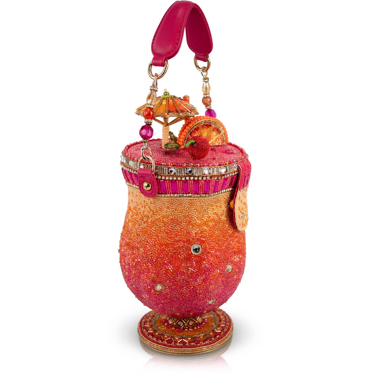 Paradise Punch Tropical Drink Top Handle Beaded Bag