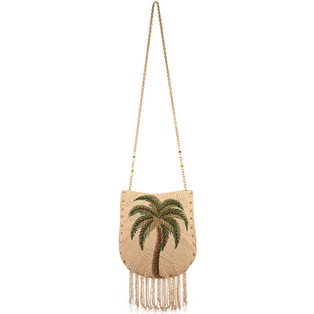 Coconutty Palmtree and Beaded Fringe Crossbody Handbag