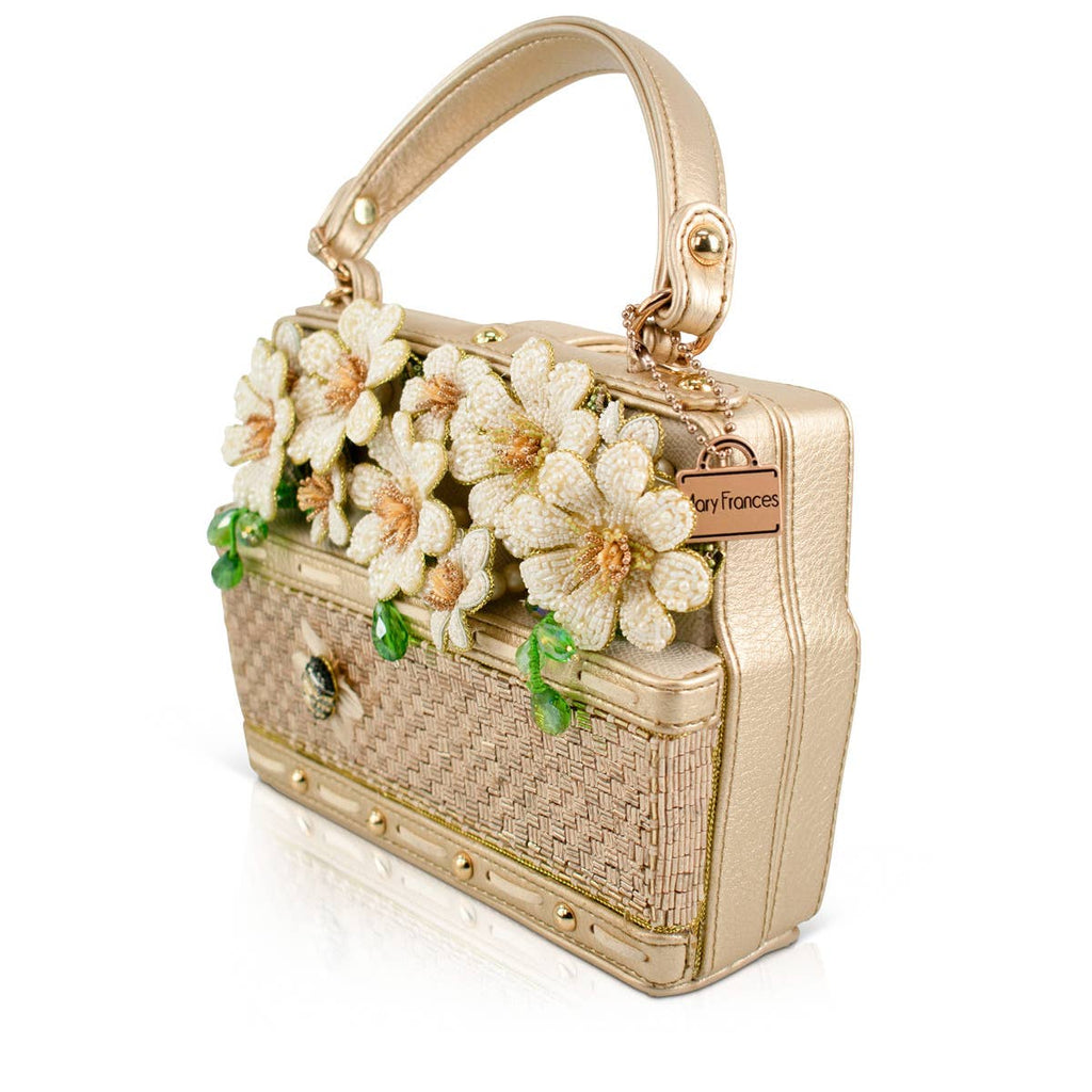 Basket of Sunshine Beaded Daisy and Bee Crossbody Handbag