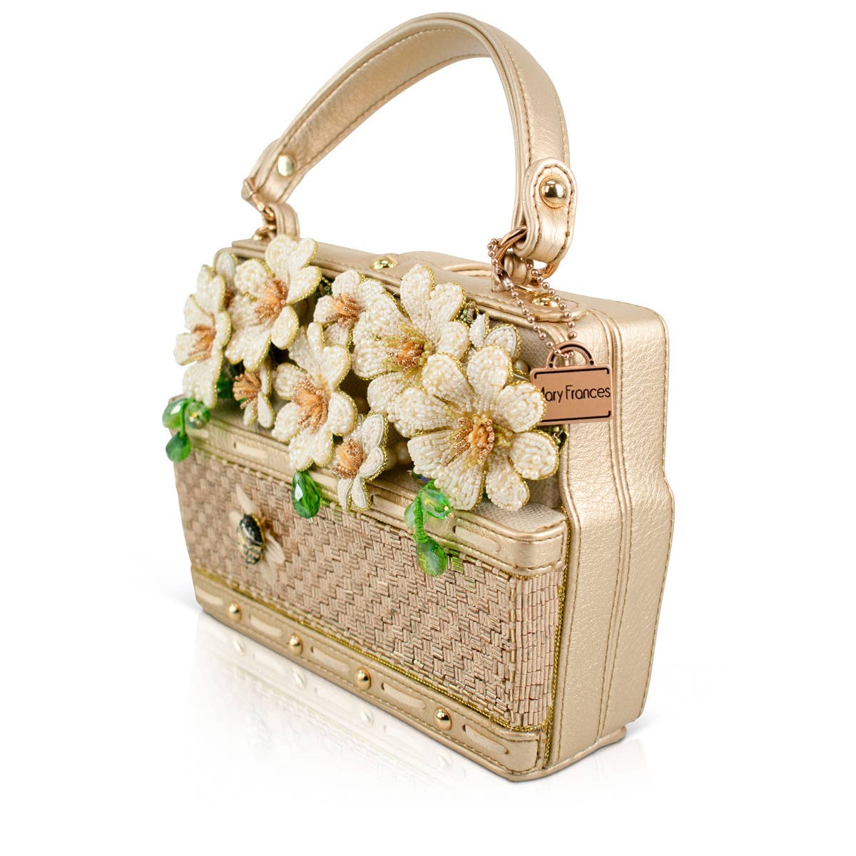 Basket of Sunshine Beaded Daisy and Bee Crossbody Handbag