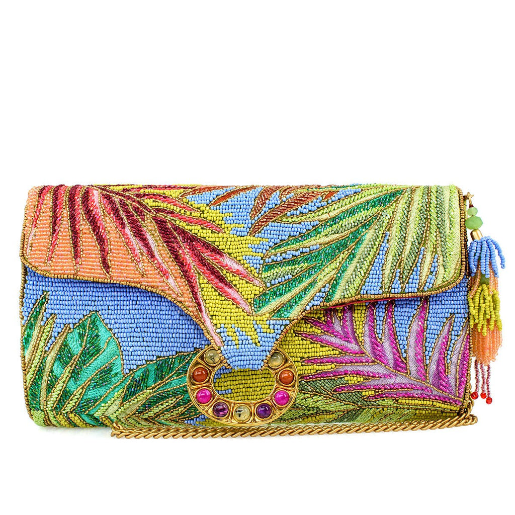 Tropics Palm Beaded Palm Fronds Crossbody/Clutch Handbag