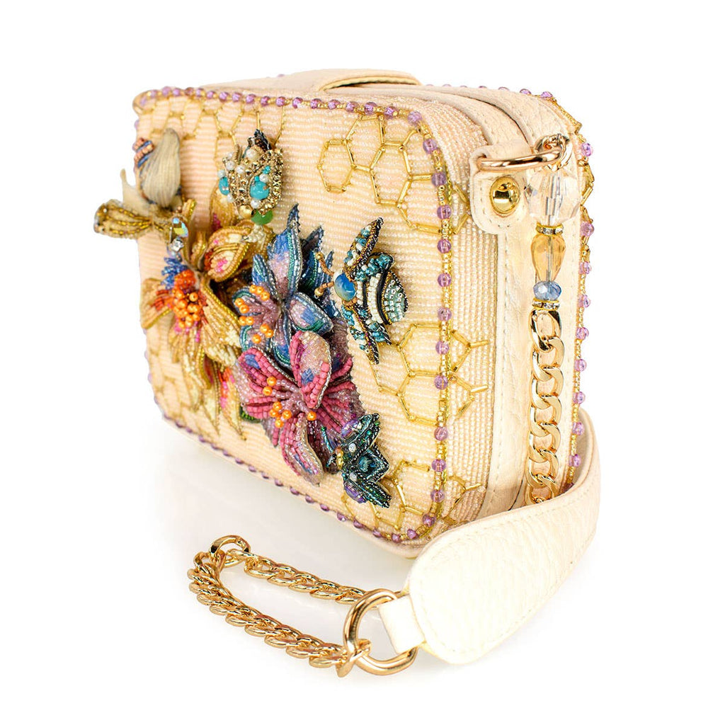 Garden Buzz Honeycomb and Winged Creatures Shoulder Handbag