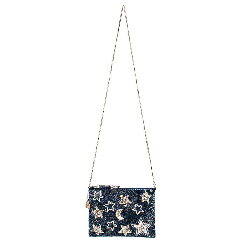 Super Nova Blue Celestial Stars & Moon Beaded Crossbody Mini
