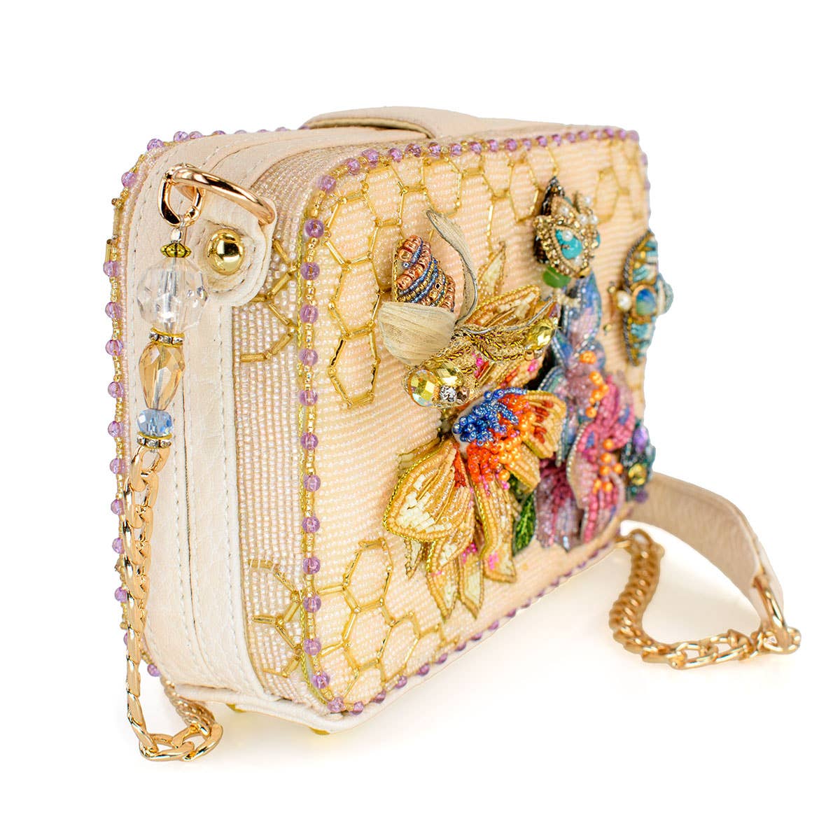Garden Buzz Honeycomb and Winged Creatures Shoulder Handbag